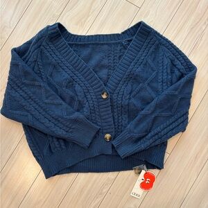 Cider Navy Cable Knit Cardigan